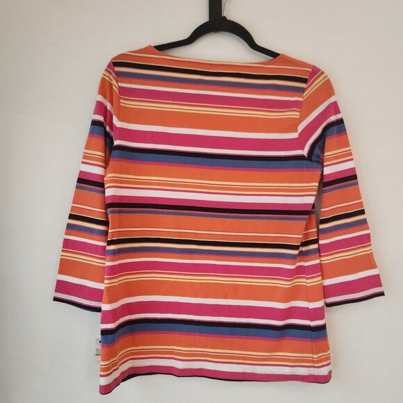 NWT Talbots Striped Blouse Top Stretch Orange Pink Classic Women's S - Picture 2 of 6
